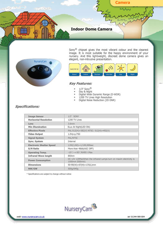 Indoor Dome Camera - Data Sheet